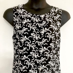 Talbots black and white ribbon pattern sleeveless blouse